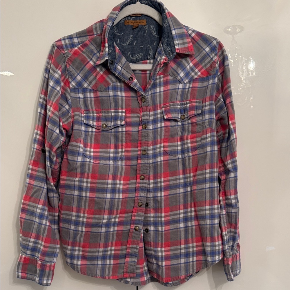 JACHS Girlfriend Red and Blue Plaid Shirt